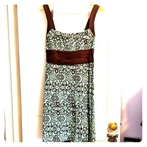Dress Barn Brown and Teal Patterned Dress
